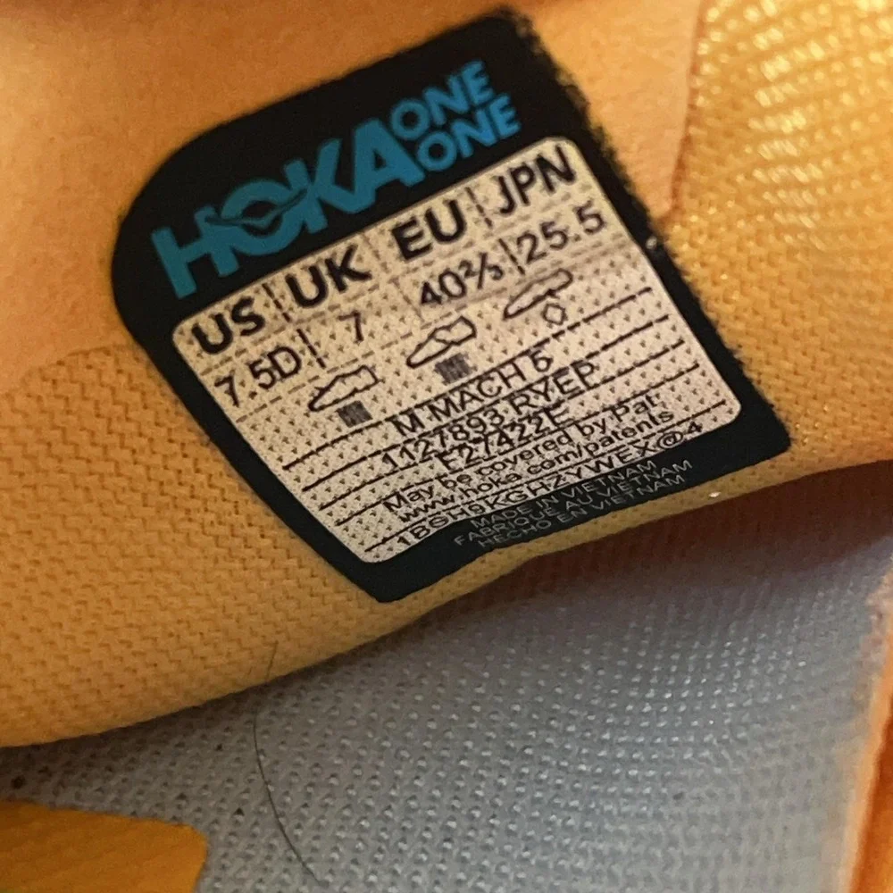 Hoka One One Mach 5 Shoes Mens Size 7.5 Orange Running Sneakers Cushioned‎